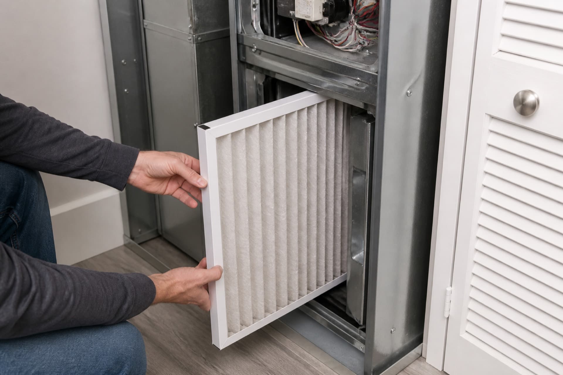 Air filter maintenance on an indoor HVAC system